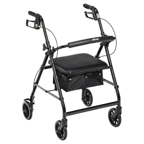Andador con ruedas con 4 ruedas - R726BK - Drive DeVilbiss USA - marco de aluminio / con asiento / de altura regulable
