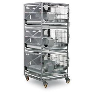Jaula veterinaria para conejos - R-SUITE - Tecniplast - 3 compartimentos
