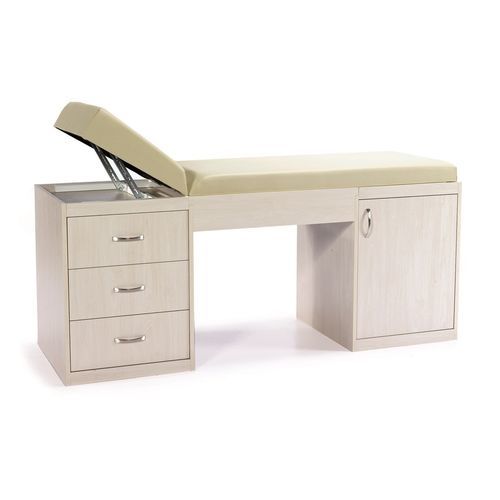 Mesa de exploración general - P-MM-006 - PROMEK - para adulto / con espacio de almacenamiento / de 2 secciones