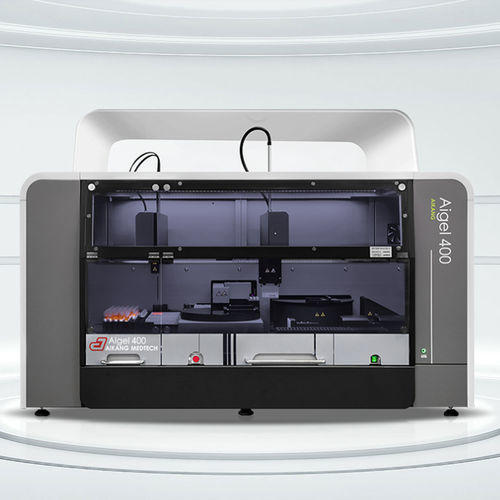 Analizador de grupos sanguíneos automático - Aigel 400 - Aikang Diagnostics - de mesa / con tecnología de aglutinación en columna