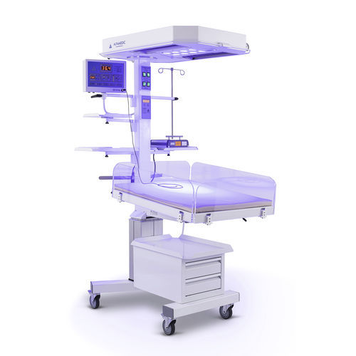 Mesa de reanimación neonatal con lámpara de fototerapia - LN-91G - Alfamedic - con ventilador / con báscula / con almacenamiento