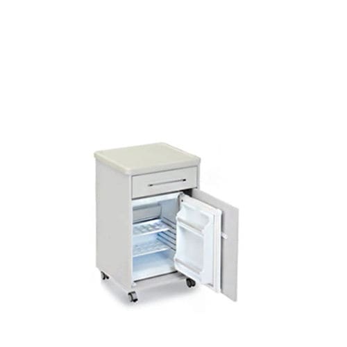 Mesa de cabecera con ruedas - SMP-306M-BSC - SMP CANADA - con cajones / con compartimento refrigerador