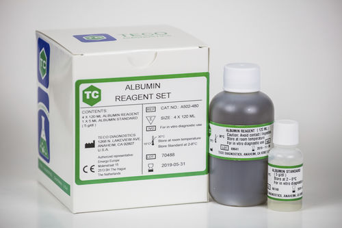 Reactivo de albúmina - A502-480 - Teco Diagnostics - de muestras de sangre / de química clínica / para colorimetría