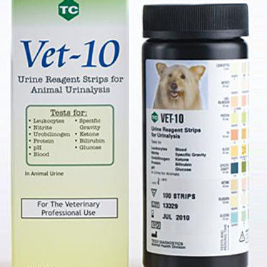 Tira de prueba veterinaria - VET-10 - Teco Diagnostics - para análisis de orina / para animales / de pH