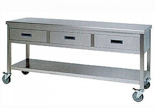 Mesa de trabajo - D10-98 - DEMERTZI M & Co - rectangular / de acero inoxidable / con cajones