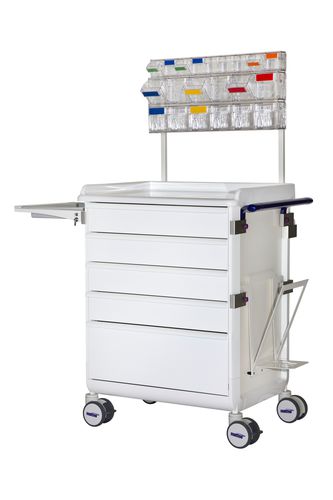 Carro de uso general - Nursing Trolley - MATTTEO - para cuidados / 5 cajones / con bandejas