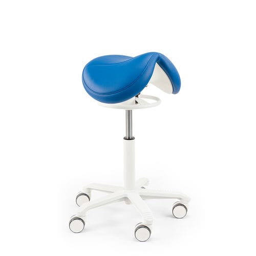 Taburete para odontología - Jumper Balance Alba - Score BV - de altura variable / con forma de silla de montar / azul