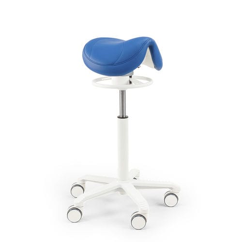 Taburete para odontología - Amazone Balance Alba - Score BV - de altura variable / con forma de silla de montar / azul