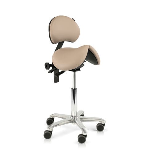 Taburete para centro sanitario - Seamless upholstered Jumper  - Score BV - de altura variable / con ruedas / con forma de silla de montar