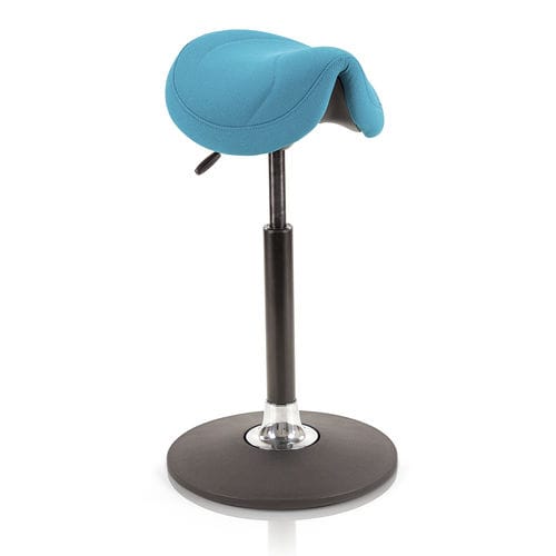 Taburete para centro sanitario - Polo Amazone - Score BV - de altura variable / con forma de silla de montar / azul