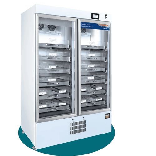 Refrigerador de banco de sangre - EKN 600 - EMSAS - de tipo armario / con 2 puertas / con puerta de cristal