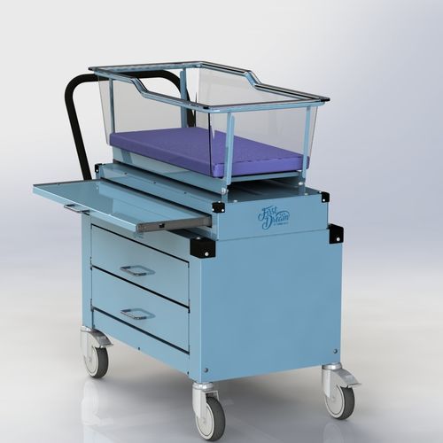 Cuna hospitalaria de altura fija - FIRST DREAM - HARD Manufacturing CO., INC - con ruedas / con espacio de almacenamiento / transparente