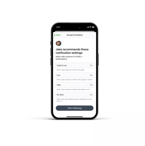 Aplicación para iOS de monitorización - Follow - Dexcom - médica / de intercambio / de ciberseguridad