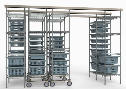 Estantería modular - MyModularStorage® - MEDICAL MODULAR SYSTEM S.A. (MMS) - de acero inoxidable / móvil