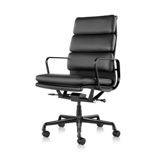 Silla de oficina con reposabrazos - Eames® Soft Pad - Herman Miller - con ruedas / con respaldo alto / de altura variable