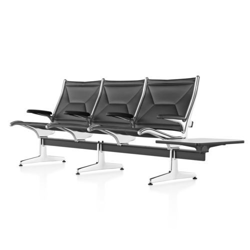 Asiento con estructura modular para sala de espera - Eames&reg; Tandem Sling - Herman Miller - para adulto / con mesa / 3 plazas