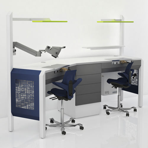 Puesto de trabajo para laboratorio dental con luz - COMP.13 - CATO - con cajones / doble