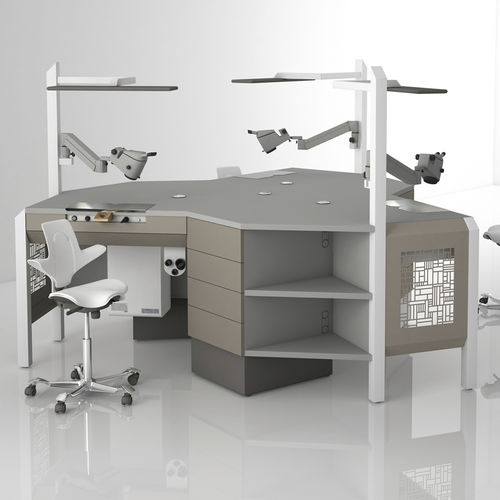 Puesto de trabajo para laboratorio dental con luz - COMP.17 - CATO - con cajones / modular