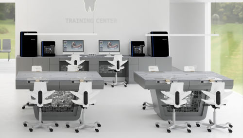 Puesto de trabajo para laboratorio dental de formación - PROGETTO 3 - CATO - con estantes / con luz / con monitor