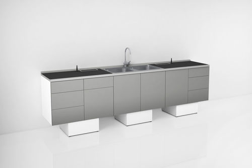 Puesto de trabajo para laboratorio dental con fregadero - COMBY - CATO - con estantes / con cajones