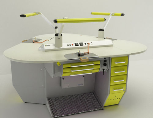 Puesto de trabajo para laboratorio dental con luz - Operativa 15  - CATO - con reposapiés / en isla