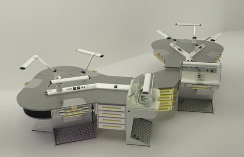 Puesto de trabajo para laboratorio dental con luz - Operativa 40  - CATO - con reposapiés / en isla