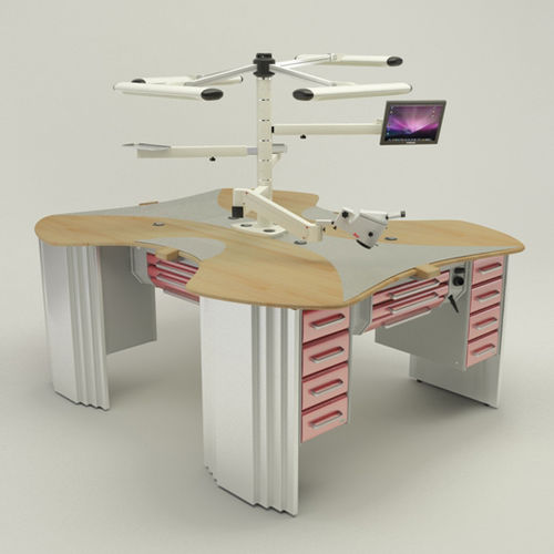 Puesto de trabajo para laboratorio dental con luz - Operativa 22  - CATO - con monitor / en isla