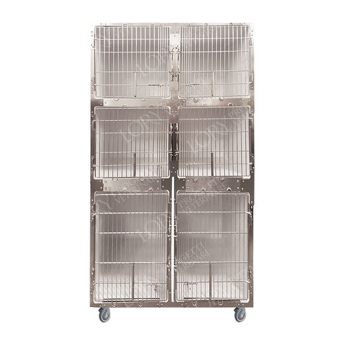 Jaula veterinaria 6 compartimentos - GAPVC005 - Lory Progetti Veterinari srl - con ruedas / de PVC