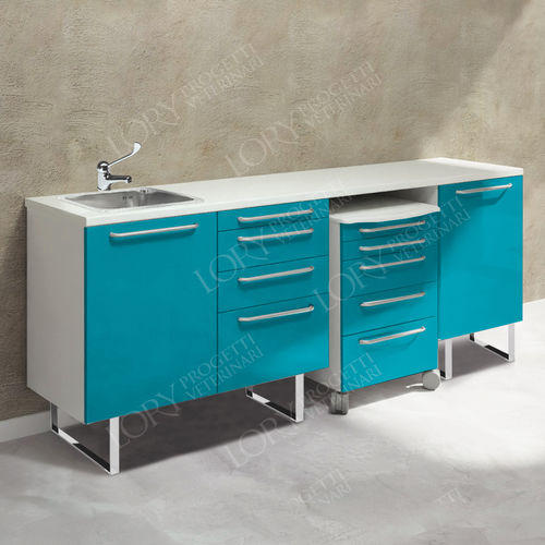 Plataforma de trabajo para clínica veterinaria - COMP004/B - Lory Progetti Veterinari srl - con cajón / con espacio de almacenamiento / con fregadero