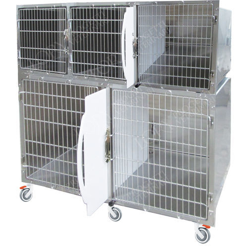 Jaula veterinaria para perros - GA008 - Lory Progetti Veterinari srl - 5 compartimentos / dos cubiertas / con ruedas