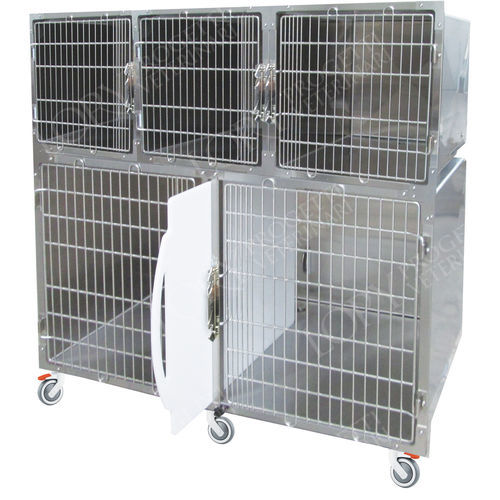 Jaula veterinaria para perros - GA009 - Lory Progetti Veterinari srl - 5 compartimentos / dos cubiertas / con ruedas