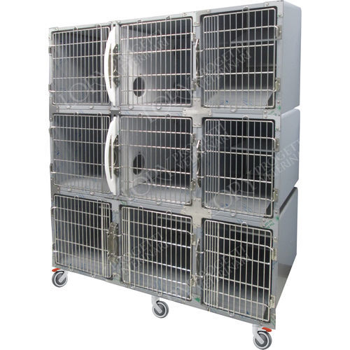 Jaula veterinaria 9 compartimentos - GA020 - Lory Progetti Veterinari srl - con ruedas / de acero inoxidable / de PVC