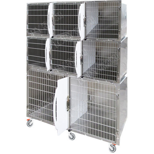 Jaula veterinaria para gatos - GA021 - Lory Progetti Veterinari srl - 8 compartimentos / con ruedas / de acero inoxidable
