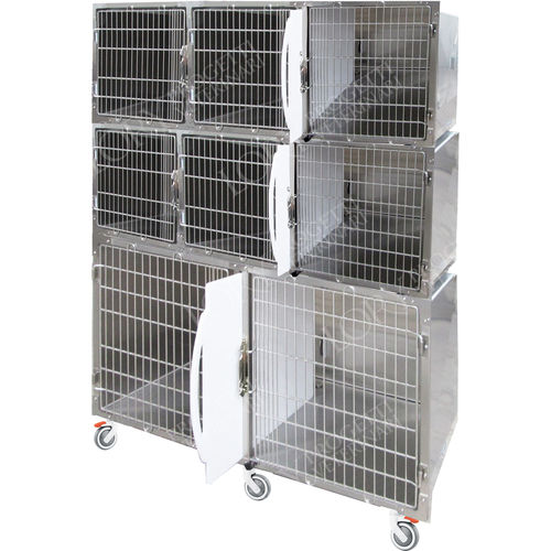 Jaula veterinaria 8 compartimentos - GA022 - Lory Progetti Veterinari srl - con ruedas / de acero inoxidable / de PVC