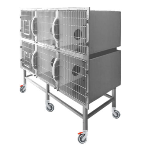 Jaula veterinaria para gatos - GA033 - Lory Progetti Veterinari srl - 6 compartimentos / dos cubiertas / con ruedas