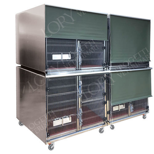 Jaula veterinaria modular - GASELV001 - Lory Progetti Veterinari srl - dos cubiertas / con ruedas / de acero inoxidable