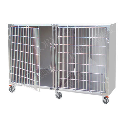 Jaula veterinaria 2 compartimentos - GA031 - Lory Progetti Veterinari srl - con ruedas / de acero inoxidable / de PVC