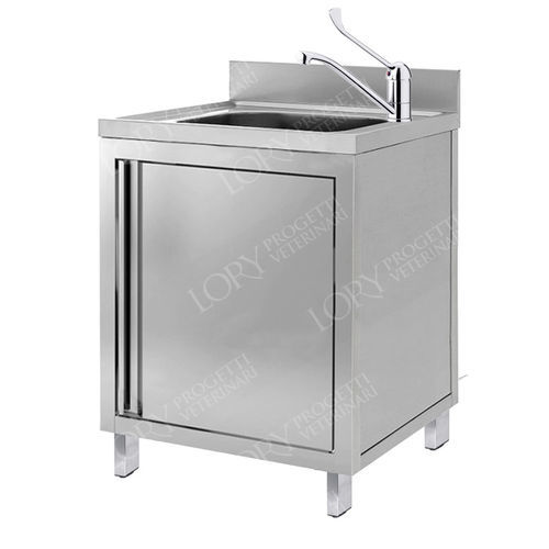 Armario para clínica veterinaria - MO042 - Lory Progetti Veterinari srl - con fregadero / con puerta / de acero inoxidable