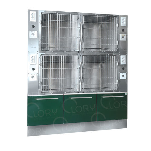 Jaula veterinaria 4 compartimentos - GAANE002-NG - Lory Progetti Veterinari srl - dos cubiertas / de acero inoxidable / 4 módulos