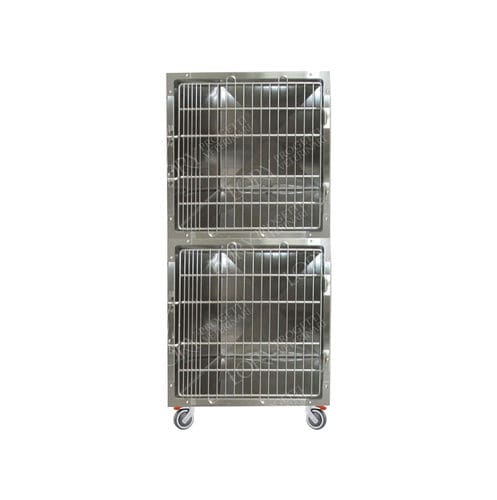 Jaula veterinaria para gatos - GA026 - Lory Progetti Veterinari srl - 2 compartimentos / dos cubiertas / con ruedas