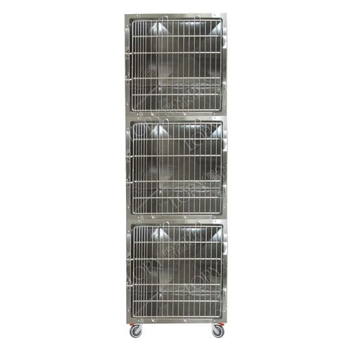 Jaula veterinaria para gatos - GA027 - Lory Progetti Veterinari srl - 3 compartimentos / con ruedas / de acero inoxidable