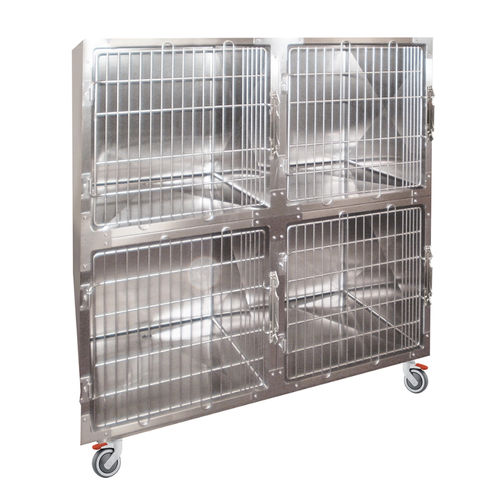Jaula veterinaria para perros - GA017 - Lory Progetti Veterinari srl - 4 compartimentos / dos cubiertas / con ruedas