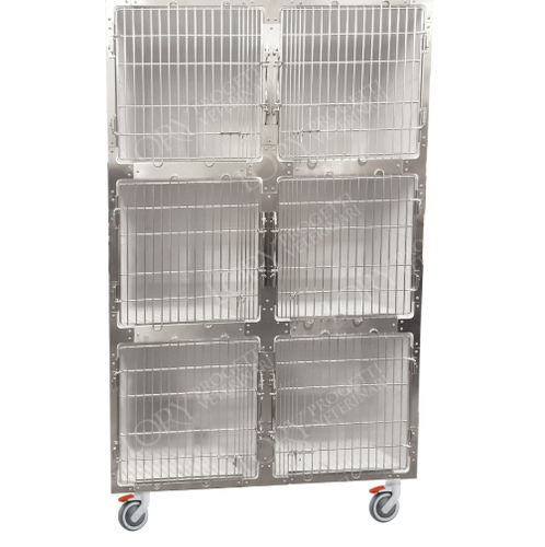 Jaula veterinaria 6 compartimentos - GAPVC002 - Lory Progetti Veterinari srl - con ruedas / de PVC