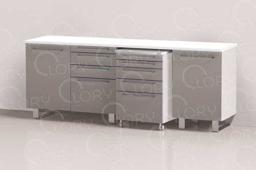 Plataforma de trabajo para clínica veterinaria - COMP004/A - Lory Progetti Veterinari srl - con cajón / con espacio de almacenamiento / con puerta