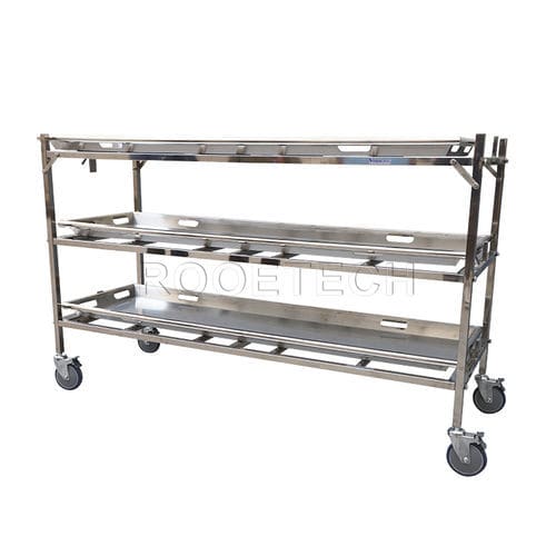 Scaffalatura di stoccaggio para camillas mortuorias - GA503 - Rooe Medical - con ruedas / de acero inoxidable