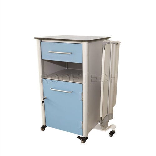 Mesa de cabecera con ruedas - BC010E Plus - Rooe Medical - con bandeja de cama / con compartimentos / de bloqueo