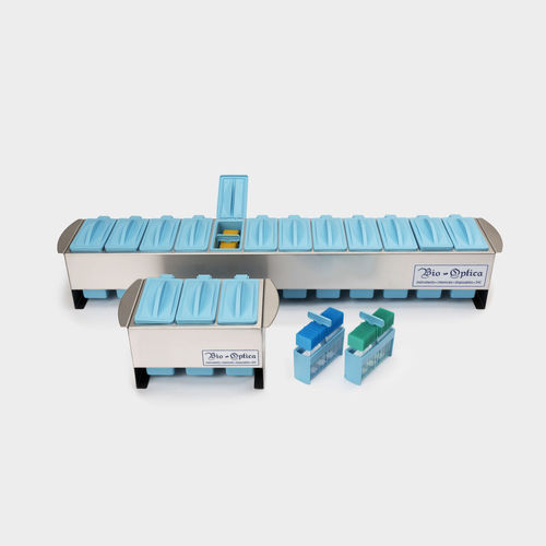 Cubeta de tinción de acero inoxidable - 10-10 - BIO-OPTICA Milano - con bases