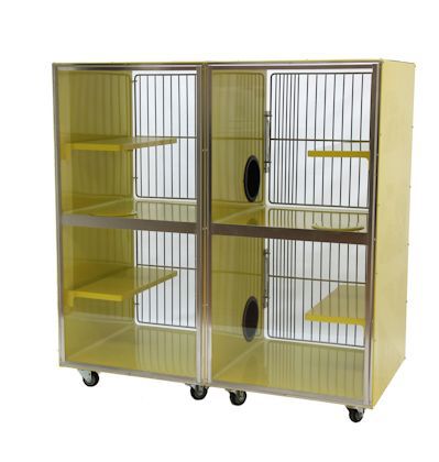 Jaula veterinaria para gatos - 1200-21, 1200-24, 1200-27 - Tristar Vet - 2 compartimentos / de acero inoxidable / 2 estantes