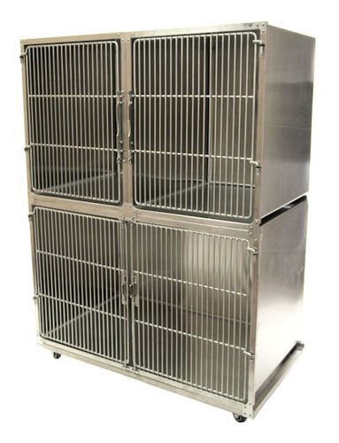 Jaula veterinaria 4 compartimentos - TITAN - Tristar Vet - de acero inoxidable / 2 estantes