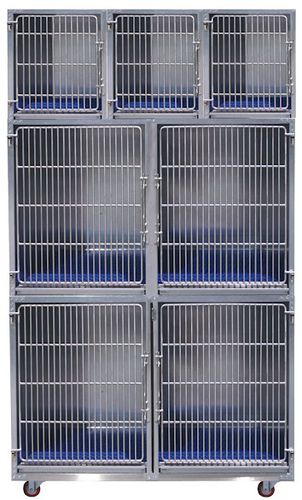Jaula veterinaria 7 compartimentos - Clean  - Tristar Vet - de acero inoxidable / 3 estantes